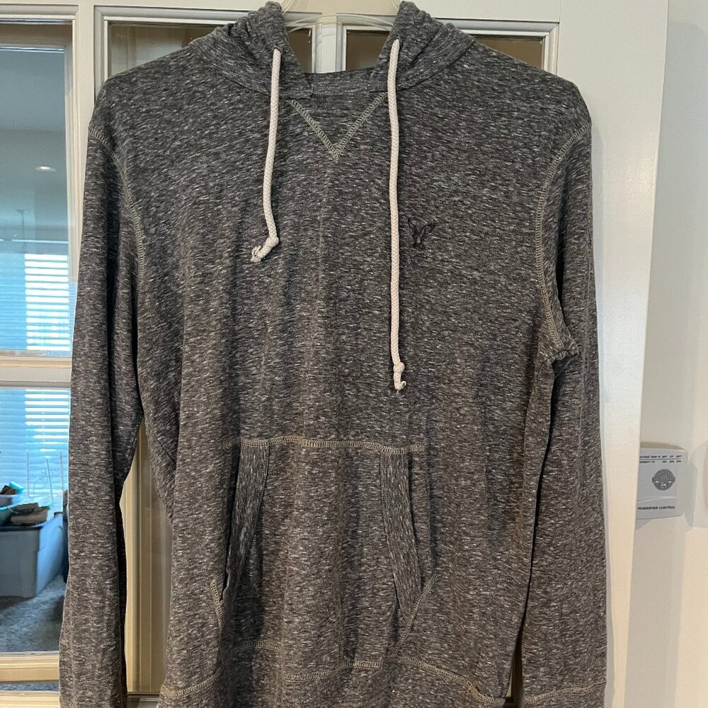 AE Gray Heather Hooded Tee / Hoodie Mens Small